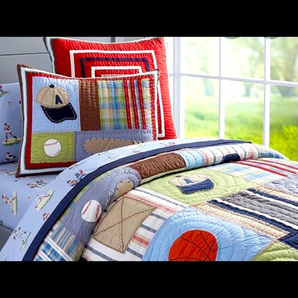 Pottery Barn Kids Quilted Sports Bedding Set